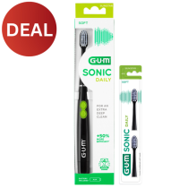 GUM SONIC DAILY T/B SOFT COMPACT BLACK WITH REPLACEMENT HEAD