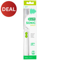 GUM SONIC DAILY TOOTHBRUSH SOFT COMPACT WHITE