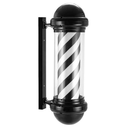 Barber Pole - Black & White with Light On Top (88cm)