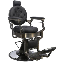 CALICO JACK Barber Chair - Graphite Frame (Black Leather)