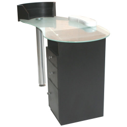 Manicure Table, Pedestal, Cush & Polish Holder (Glass) Black