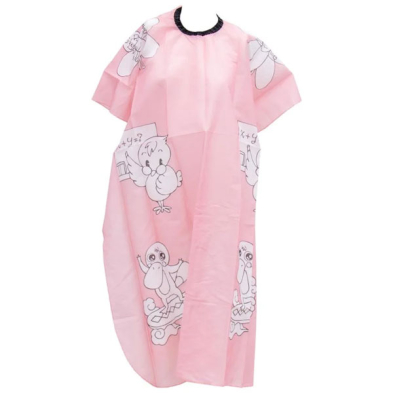 Cutting Cape - Kiddies Cape - Pink Cartoon with Slide Clip