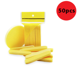 Facial Sponges-Pack 50 (25 Pairs)-Expands when Wet-Yellow