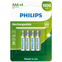 Philips R03B4RTU10 RECHARGEABLE AAA 1000mAh 4-BLISTER Battery