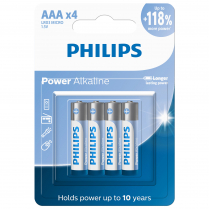 PHILIPS LR03P4B POWER ALKALINE AAA 4-BLISTER BATTERY