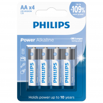 PHILIPS LR6P4B POWER ALKALINE AA 4-BLISTER BATTERY