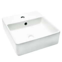 Ceramic Basin - square with ridge - White