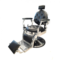 *CALICO JACK Barber Chair - Silvrchrome Frame(Black Leather)