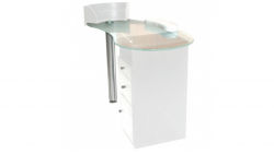 Manicure Table, Pedestal, Cush & Polish Holder (Glass) White
