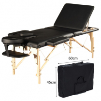 ORABI Wooden Portable Massage Bed (Black) w Adj Head and Leg