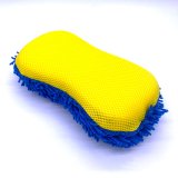 Yellow car wash sponge with microfibre strands