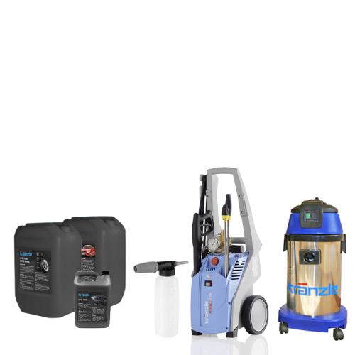 Kranzle car wash equipment package with Kranzle K2160 TS high pressure cleaner vacuum and accessories with chemicals