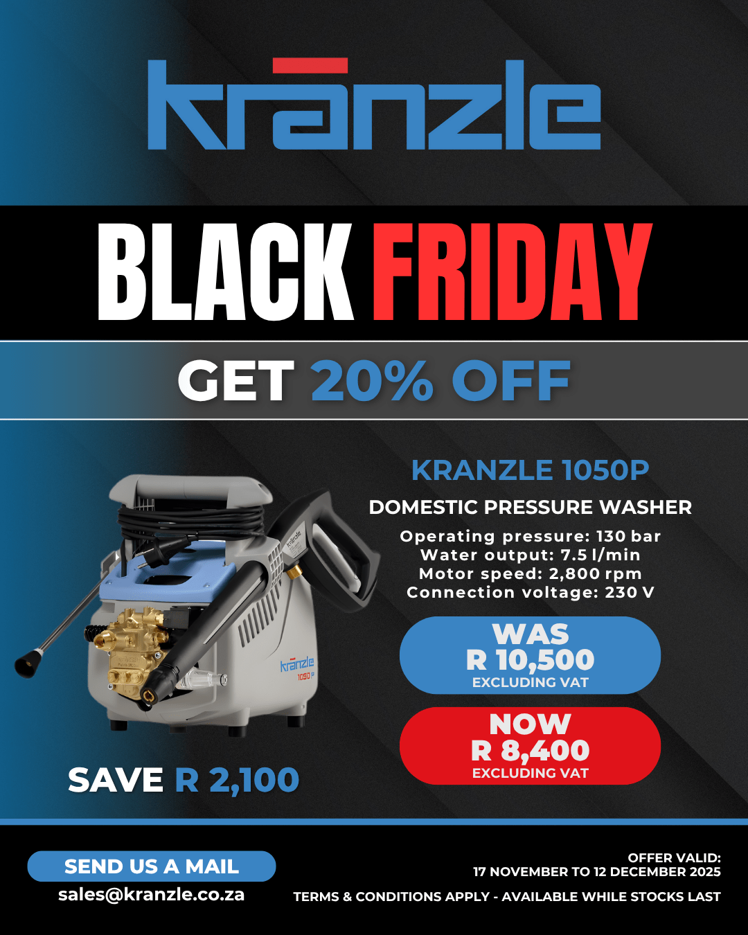 Kranzle 1050P Black Friday