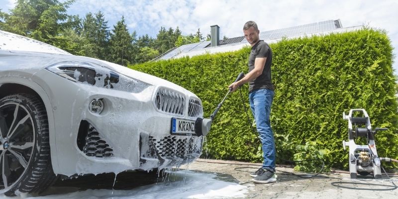 Car wash pressure washing with Kranzle pressure washer
